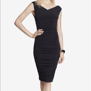 Express ruched off/on the shoulders dress.